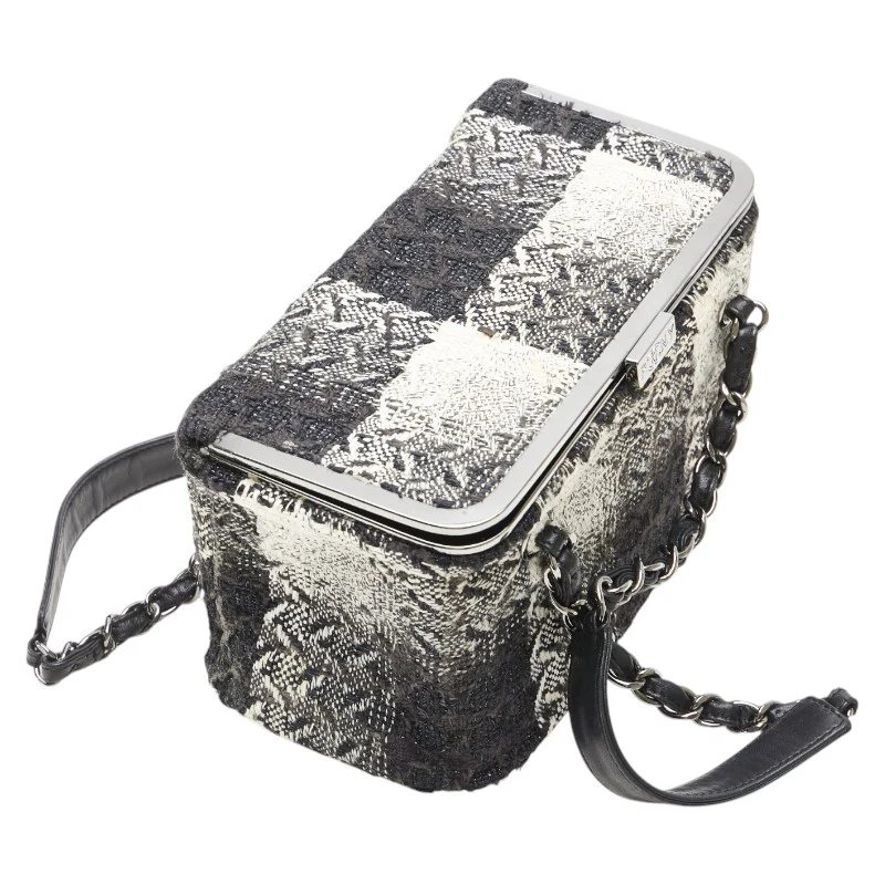 Chanel Tweed Leather Chain Vanity Handbag
