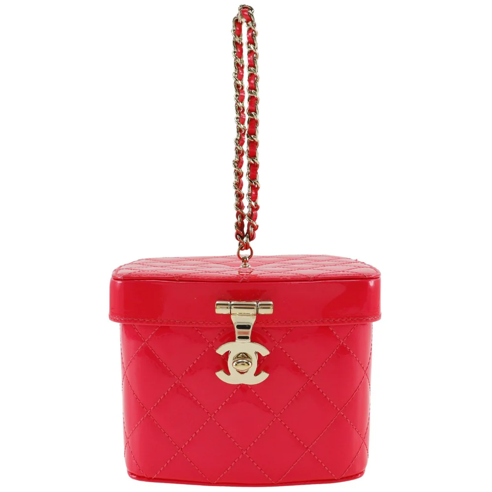 Chanel Vanity Handbag Patent Leather Pink