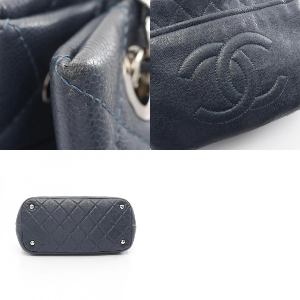 Chanel Matelasse Coco Mark Tote Bag Navy