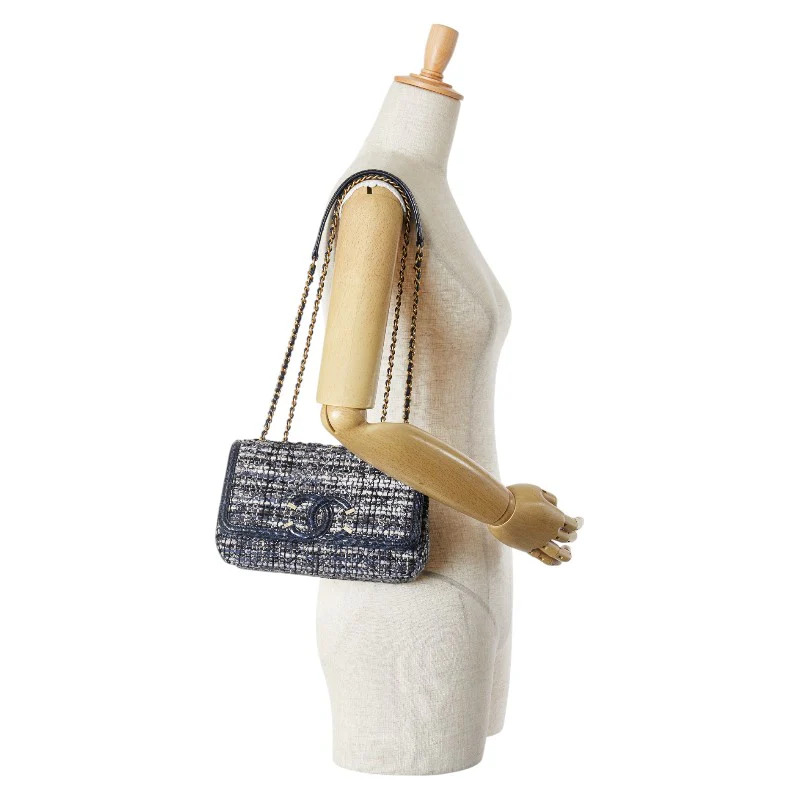 Chanel Tweed Leather CC Filigree Chain Bag