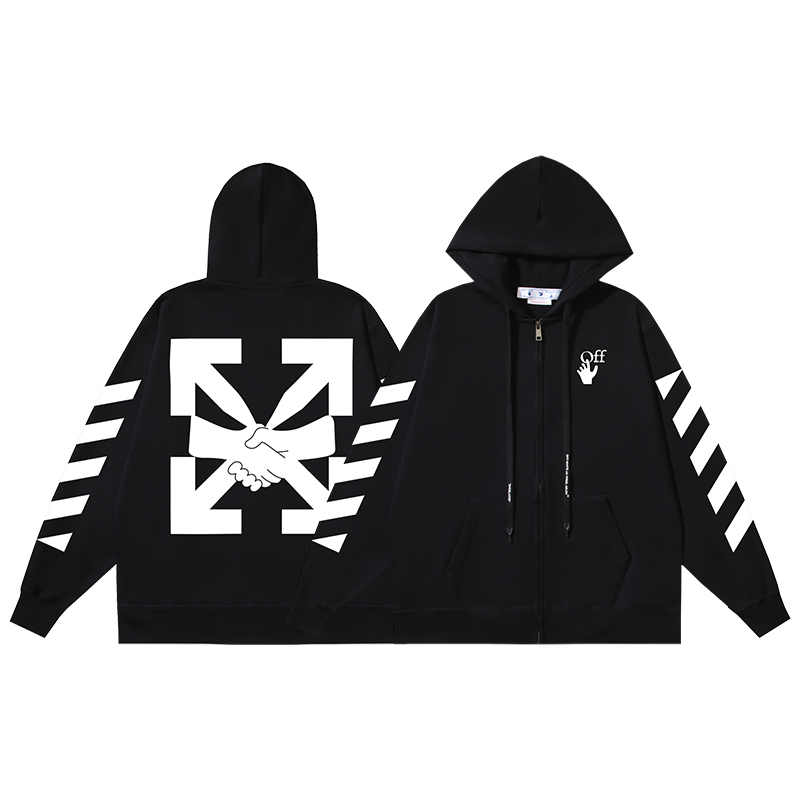 97_142 Off White Hoodie With Ziper