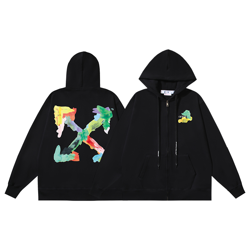 103_145 Off White Hoodie With Ziper