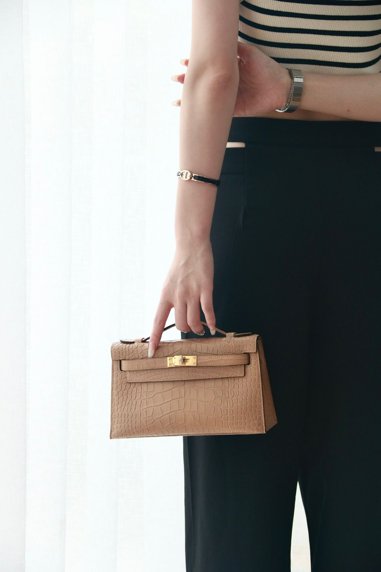 Hermes Kelly1 Mini 19 crocodile skin