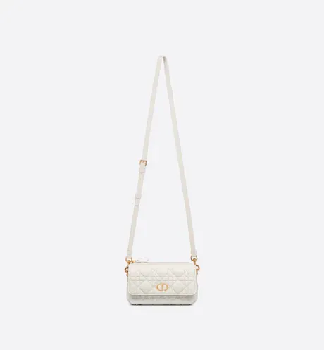 D CARO POUCH Latte Supple Cannage Calfskin