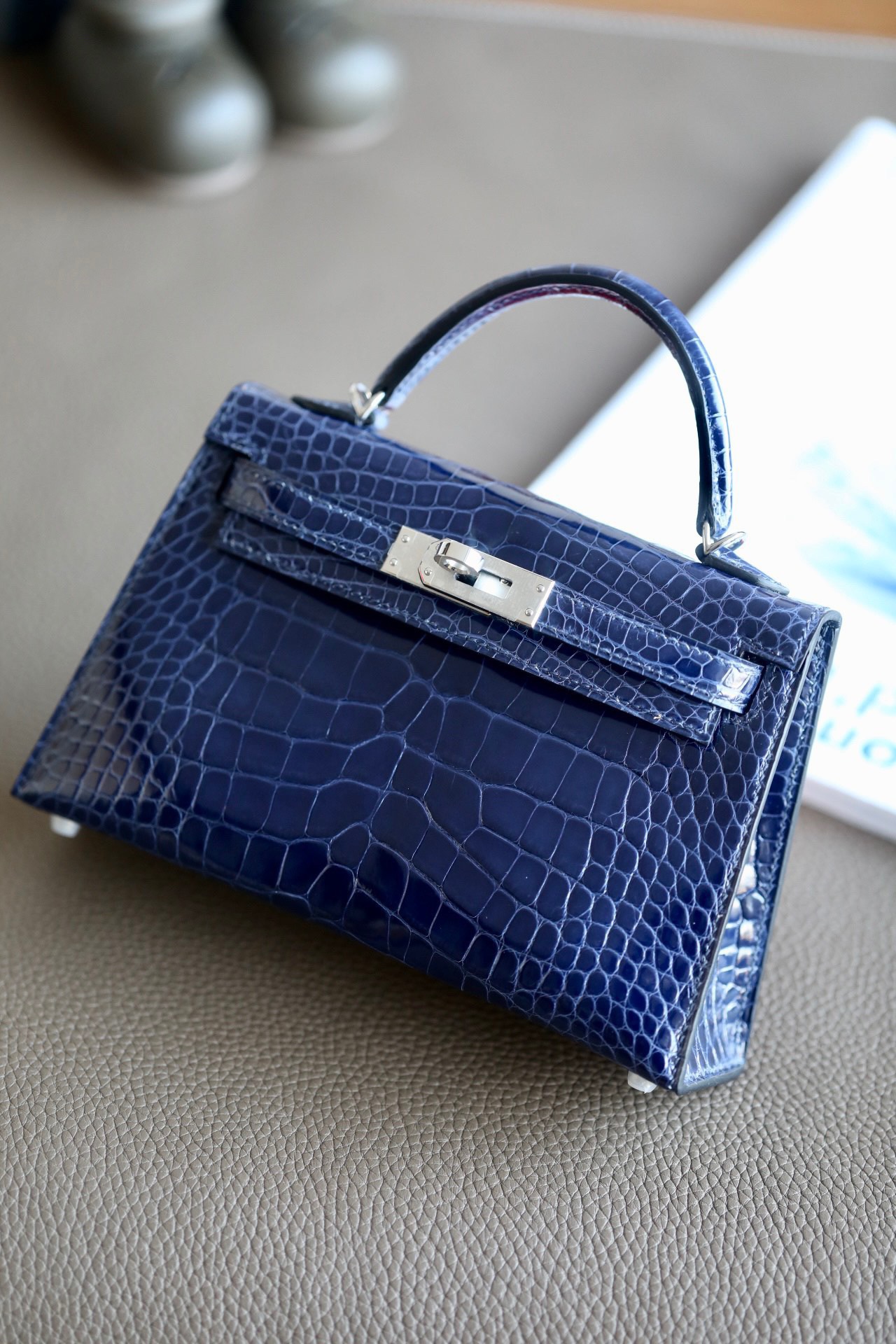 Hermes Kelly1 Mini 19 American alligator skin crocodile skin