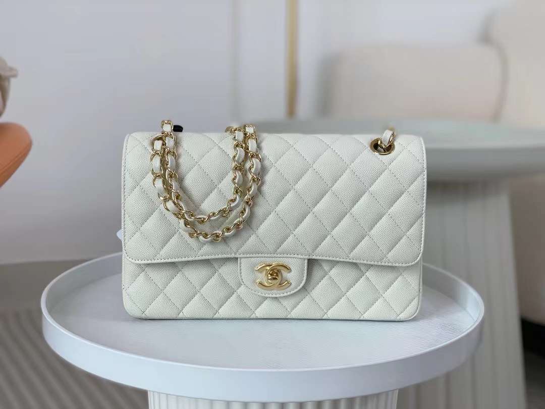 Caviar Quilted Small Double Flap White