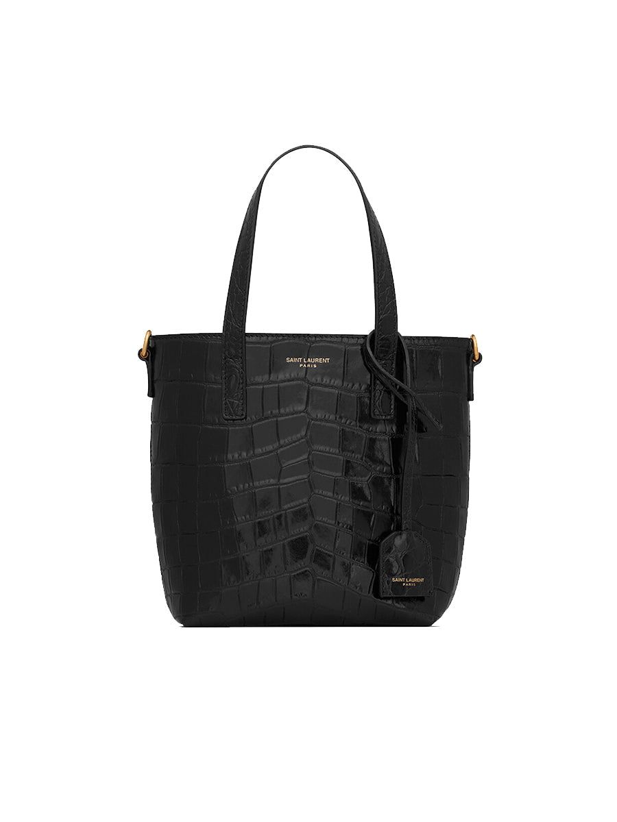 YSL Paris Mini Toy Shopping In Crocodile-Embossed Leather