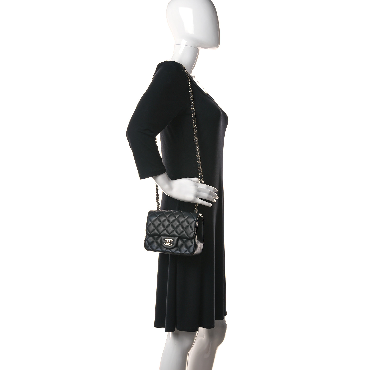 Lambskin Quilted Mini Square Flap Black