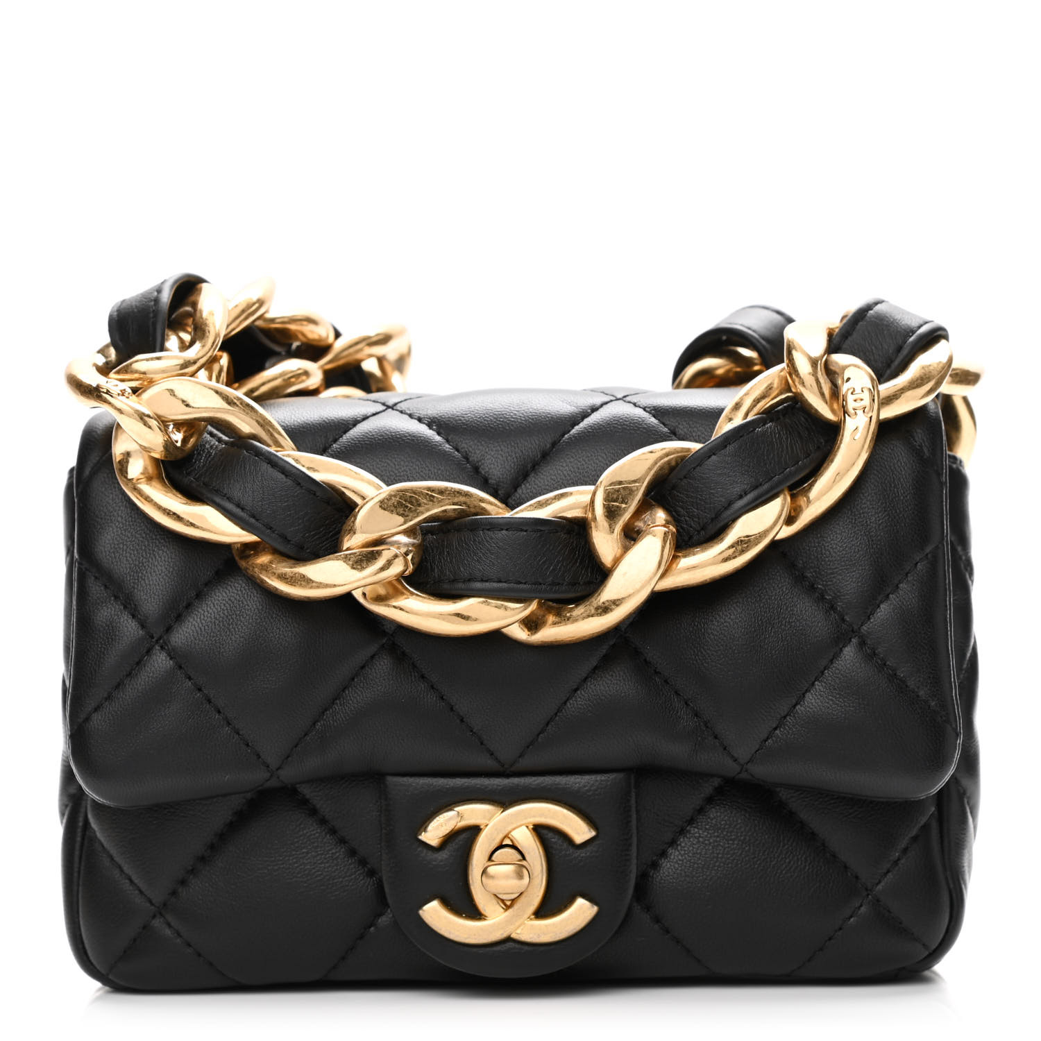 Lambskin Quilted Mini CC Funky Town Flap Black