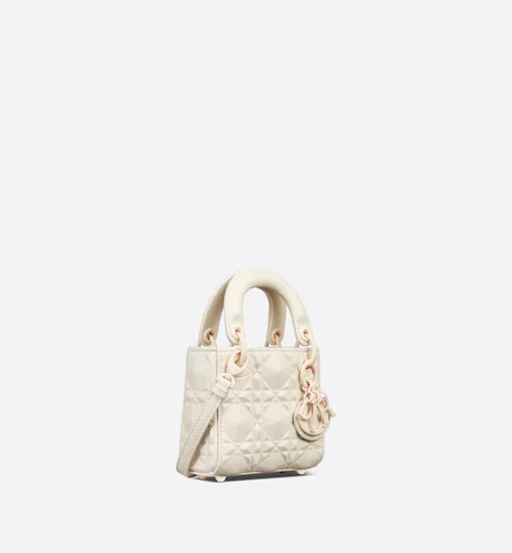 MICRO LADY DIOR BAG Latte Cannage Calfskin with Diamond Motif