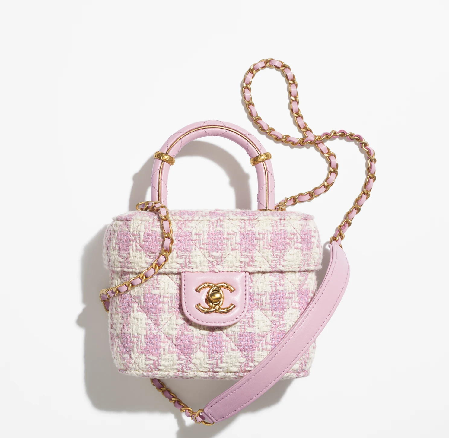 SMALL VANITY CASE-Pink & Ecru