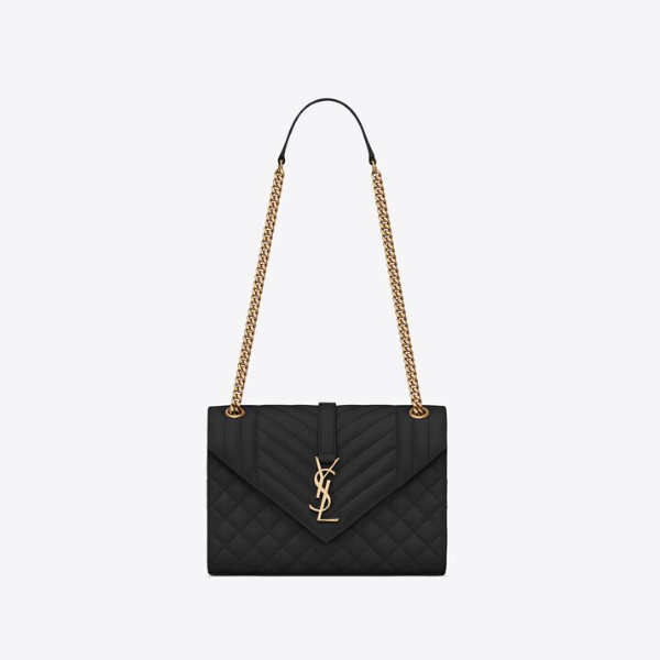 YSL-ENVELOPE MEDIUM IN QUILTED GRAIN DE POUDRE EMBOSSED LEATHER SIZE:24.0*17.5*6.0CM