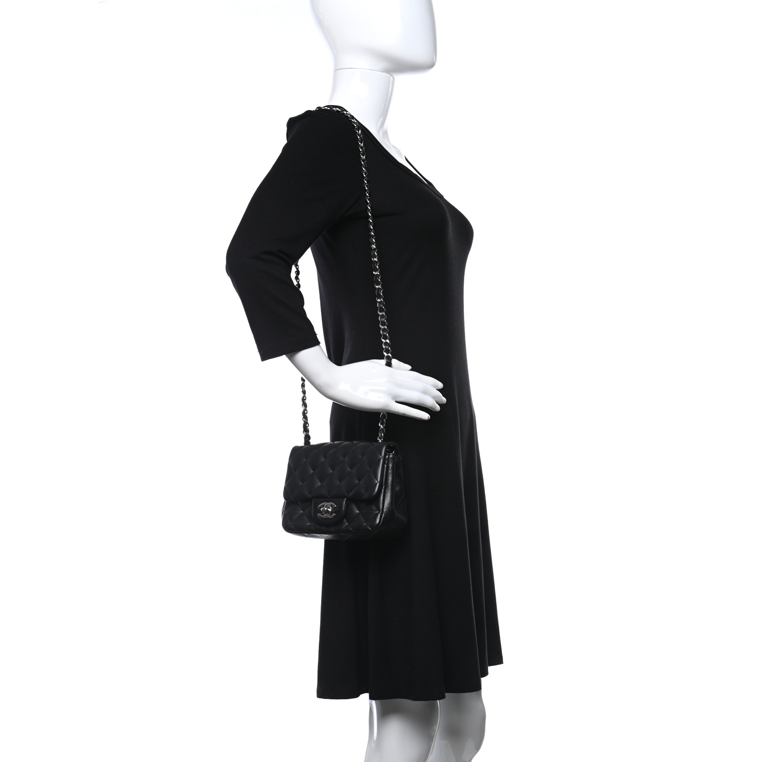 Lambskin Quilted Mini Square Flap Bag Silver