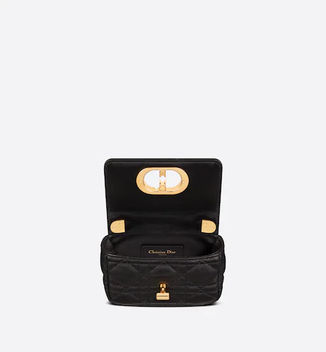 MICRO DIOR CARO BAG Black Supple Cannage Calfskin