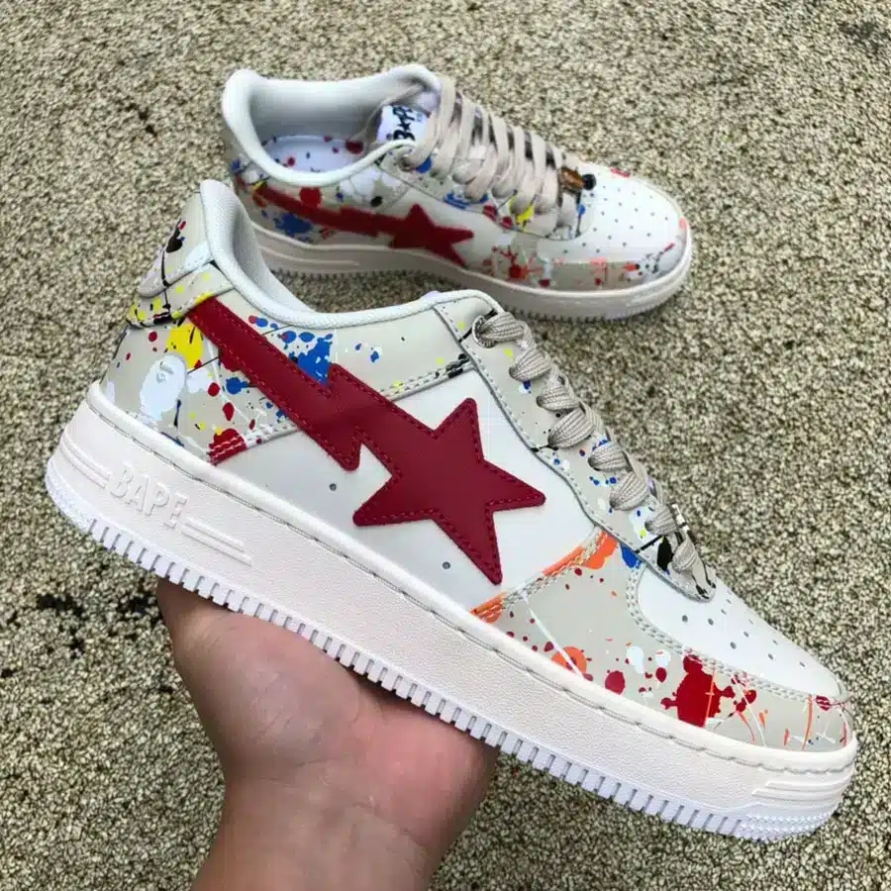 BAPESTA LOW ' PAINT SPLATTER ' IVORY '