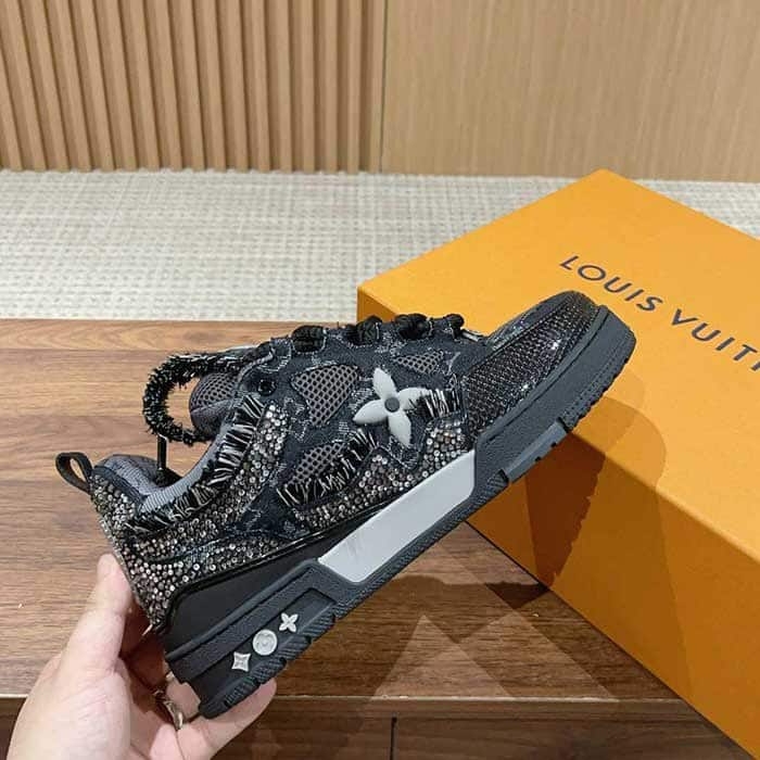 Mens Skate Sneaker Sparkling Crystals