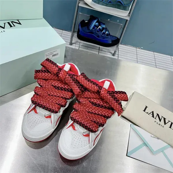 Lanvin Curb Sneakers White Red