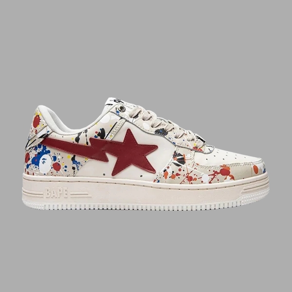 BAPESTA LOW ' PAINT SPLATTER ' IVORY '