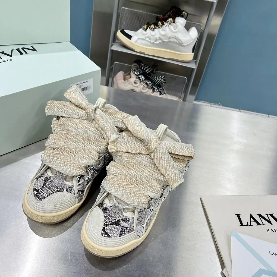 Lanvin Curb Sneaker Beige Python