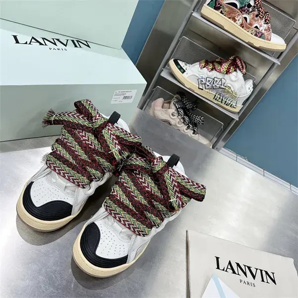 Lanvin Leather Curb White Grey Black