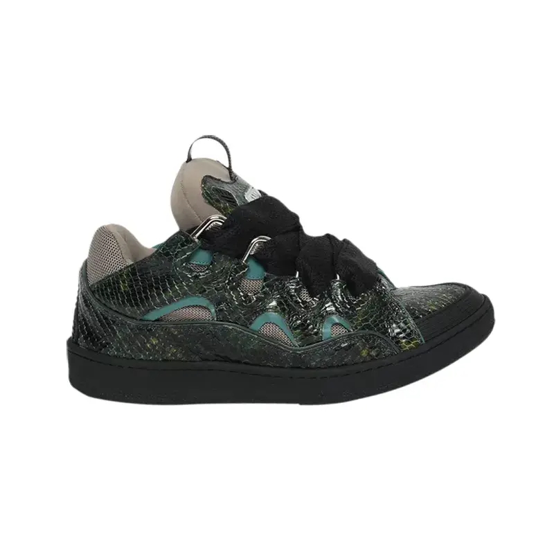 Lanvin Curb Sneaker Bottle Green Python