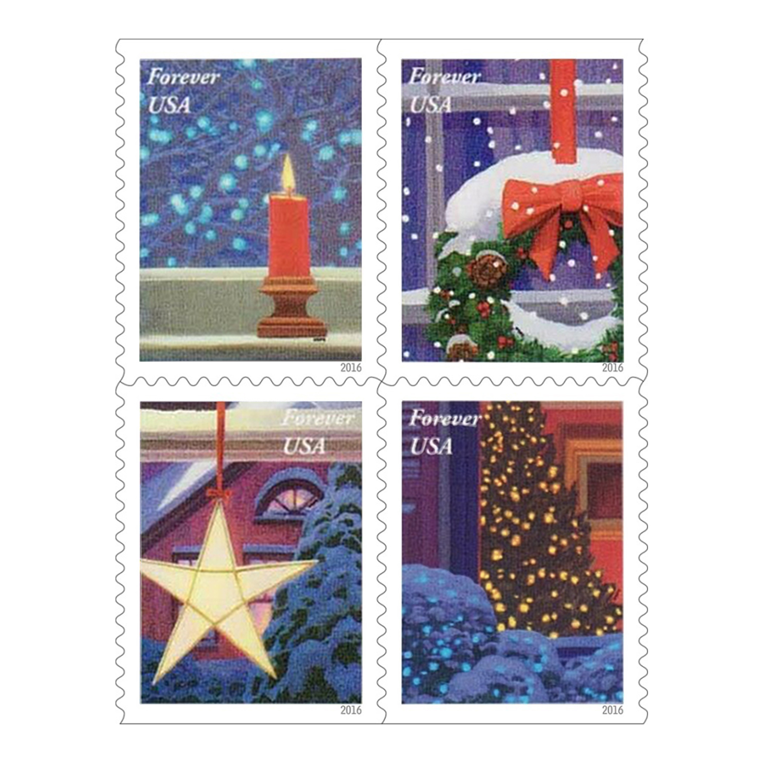 Forever Stamps First Class Postage Stamps Holiday Windows 2016