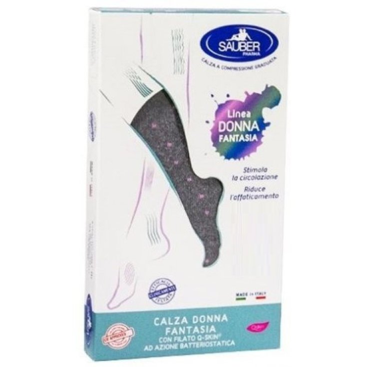 Calza Donna Fantasia 70 Ametista Pois Nero Tg.L-XL