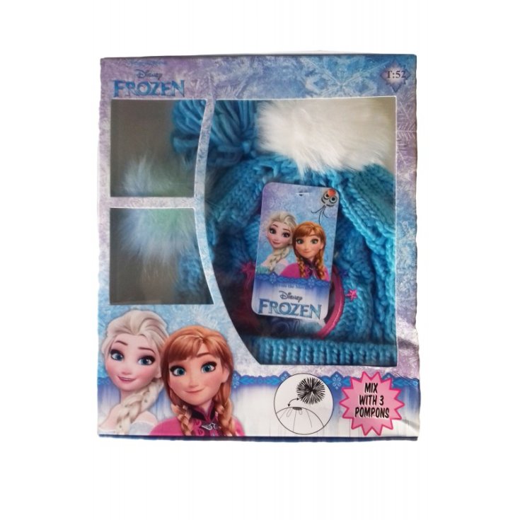 Cappello bambina Disney Frozen 3 pompons azzurro tg 52