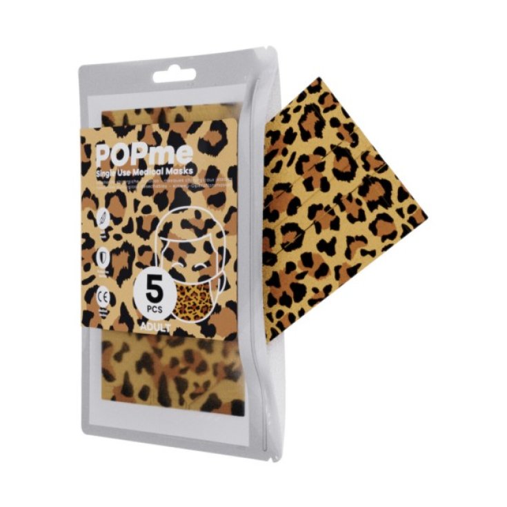 Mascherina Chirurgica Adult Leopardata POPme 5 Pezzi