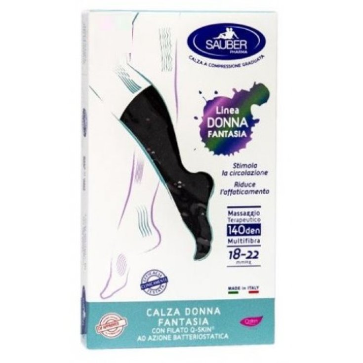 Calza Donna Fantasia 140 Pop Geranio Nero Tg.S-M