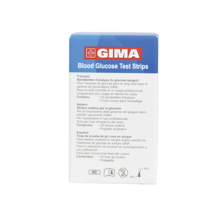 STRISCE GLUCOSIO Per GLUCOMETRO GIMA 25 Pezzi