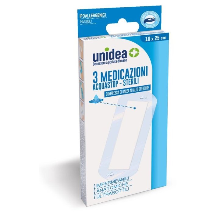 MEDICAZIONI ACQUASTOP STERILI unidea 10x25cm 3 Medicazioni