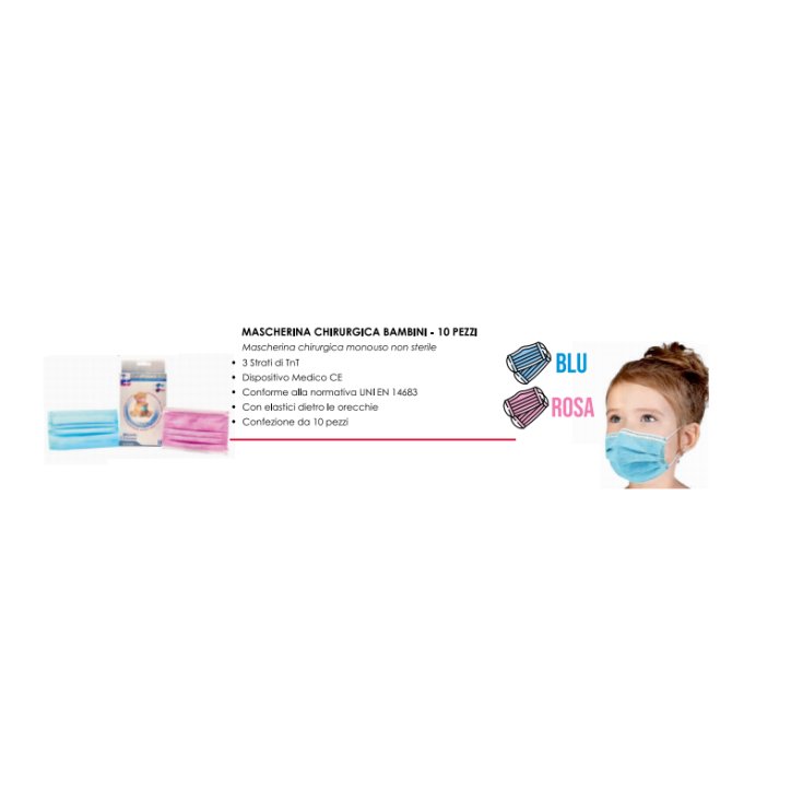 Kids Mascherina Chirurgica Cura Protect 10 Pezzi