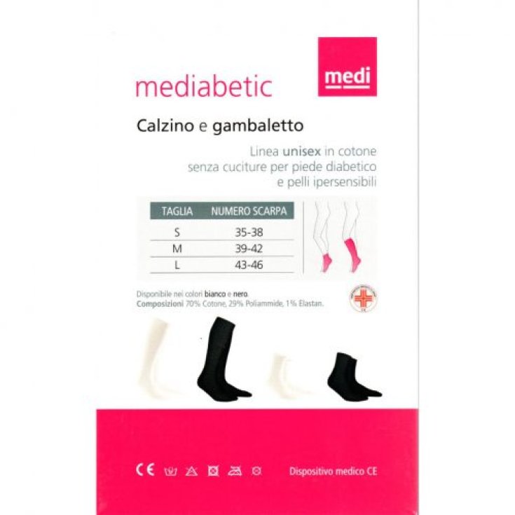 Calzino per Diabetico Corto Bianco Tg.M Mediabetic 5100