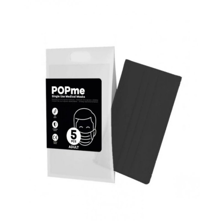 Mascherina Chirurgica Adult Black POPme 5 Pezzi