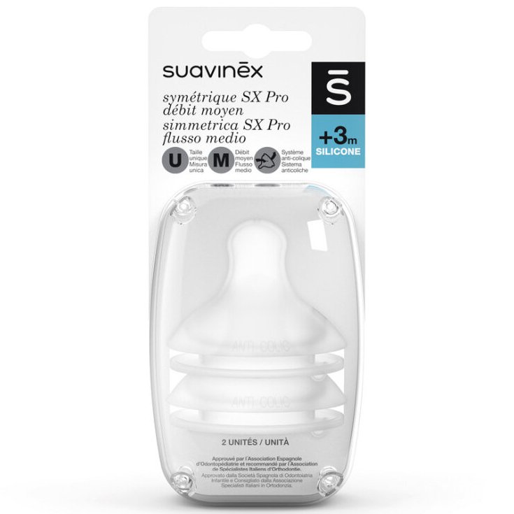 SX PRO Tettarella Silicone Flusso Medio M Suavinex 2 Pezzi