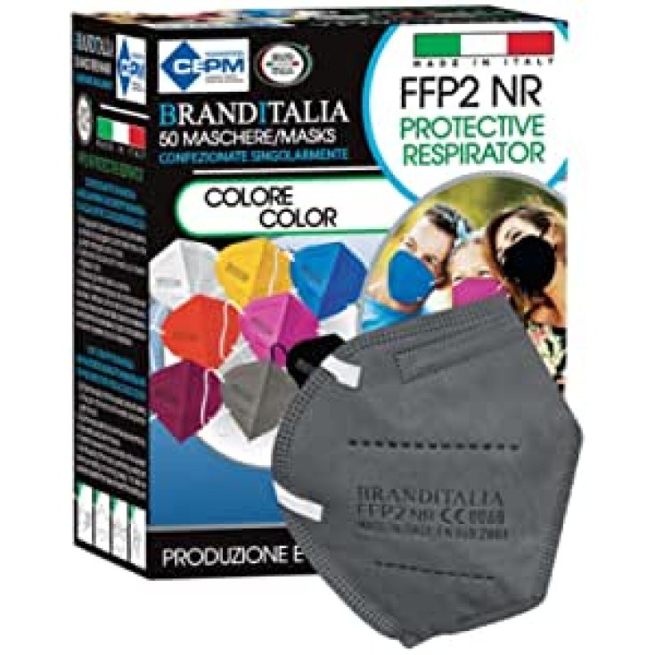 Mascherina FFP2 Brand Italia Nero Metal 50 Pezzi