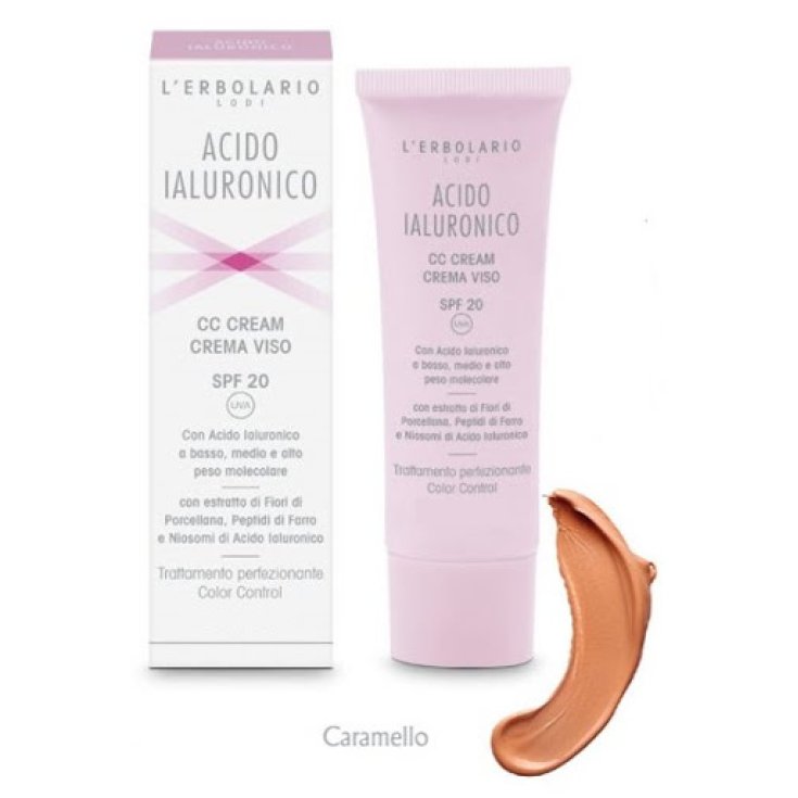 CC Crema Viso SPF20 Acido Ialuronico L'Erbolario Caramello.