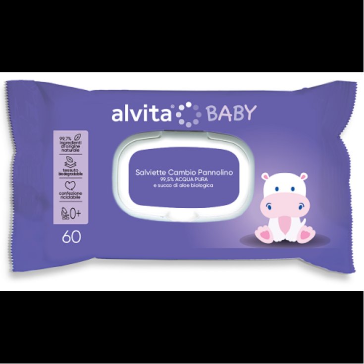 Salviette Cambio Pannolino Baby Alvita 60 Pezzi