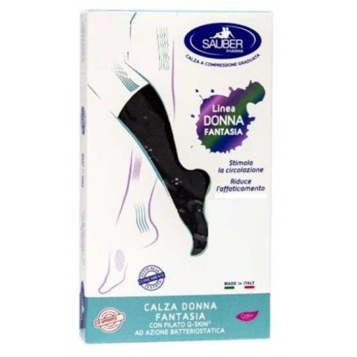 Calza Donna Fantasia 70 Pop Geranio Nero Tg.S-M