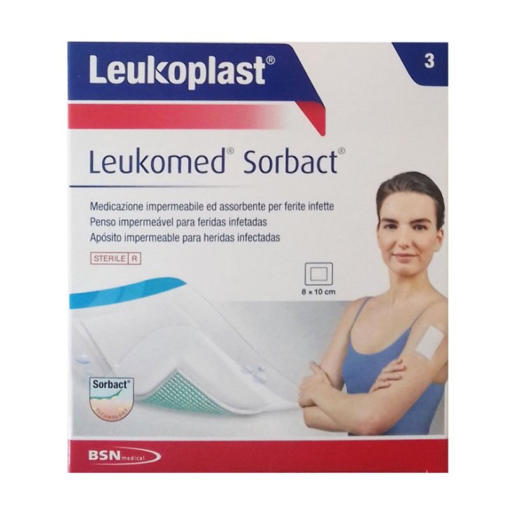 Leukomed Sorbact Leukoplast 8X10cm 3 Medicazioni