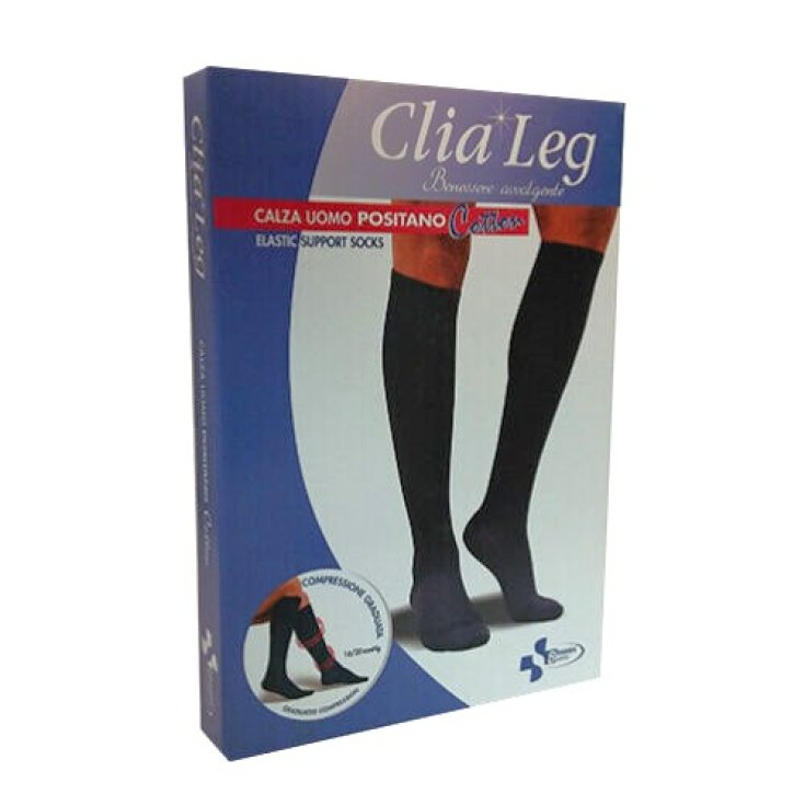 Clia Leg Calza Uomo Positano Cotton 16-20mmHg Nero Tg.L