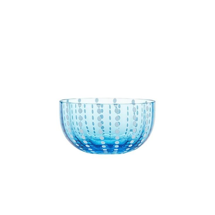 Zafferano Bowl Coppetta Vetro Perle Acquamarina 2 Pezzi