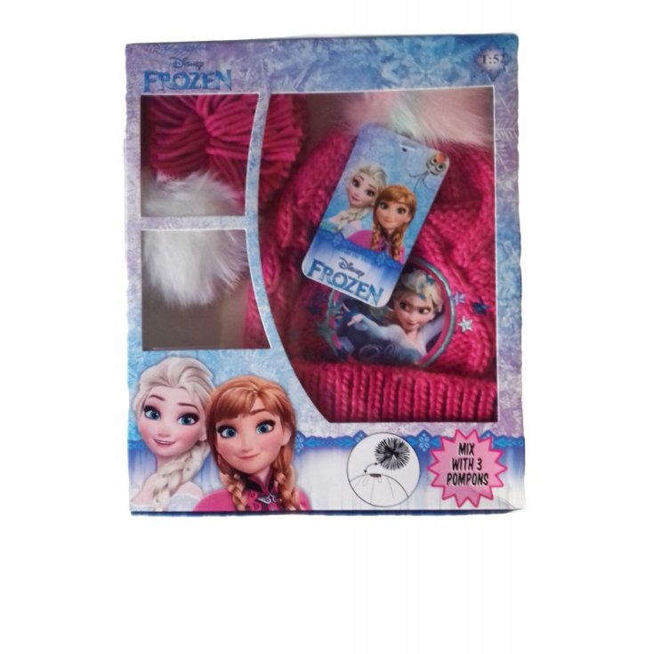 Cappello bambina Disney Frozen 3 pompons fucsia tg 54