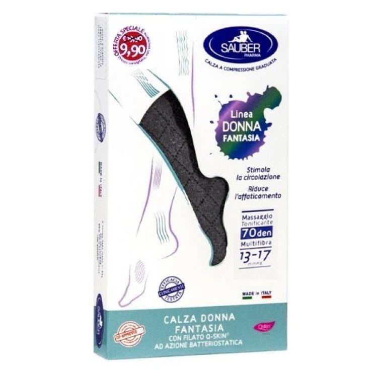 Calza Donna Fantasia 70 Grgio Rombi Nero Tg.P Sauber