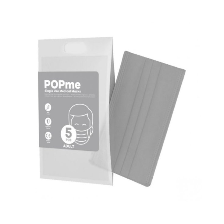 Mascherina Chirurgica Adult Grey POPme 5 Pezzi