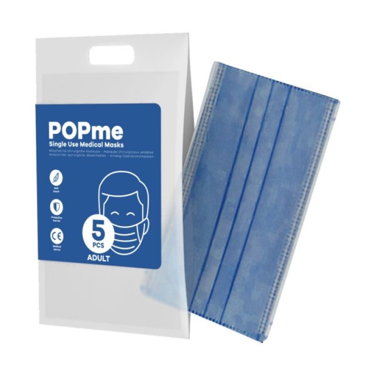 Mascherina Chirurgica Adult Navy POPme 5 Pezzi