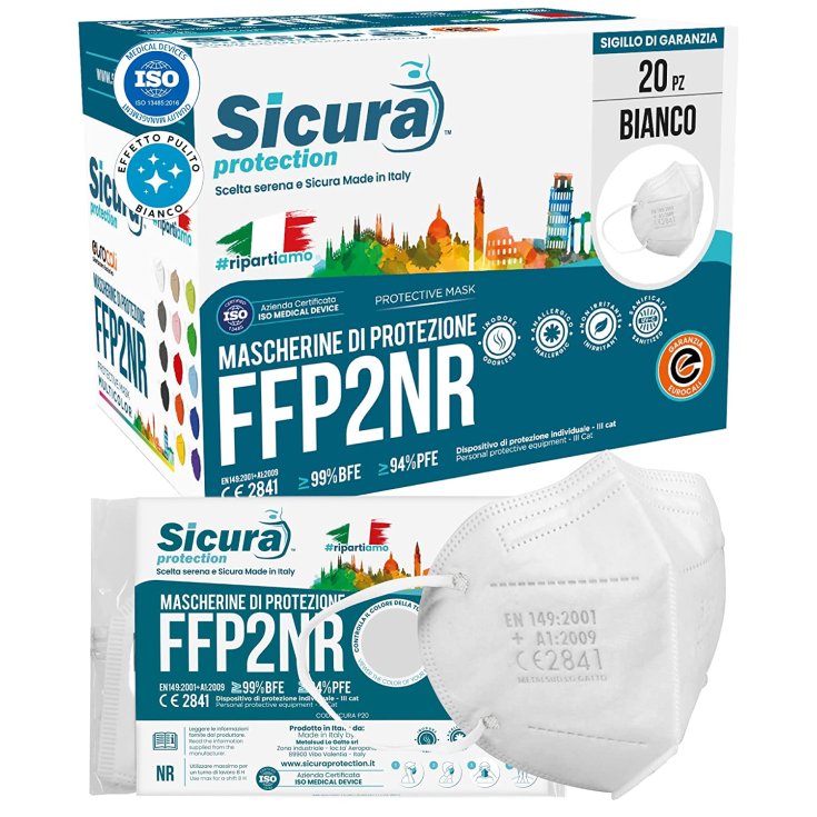 Mascherine FFP2 Bianco Tg.S Adulti Sicura 20 Pezzi