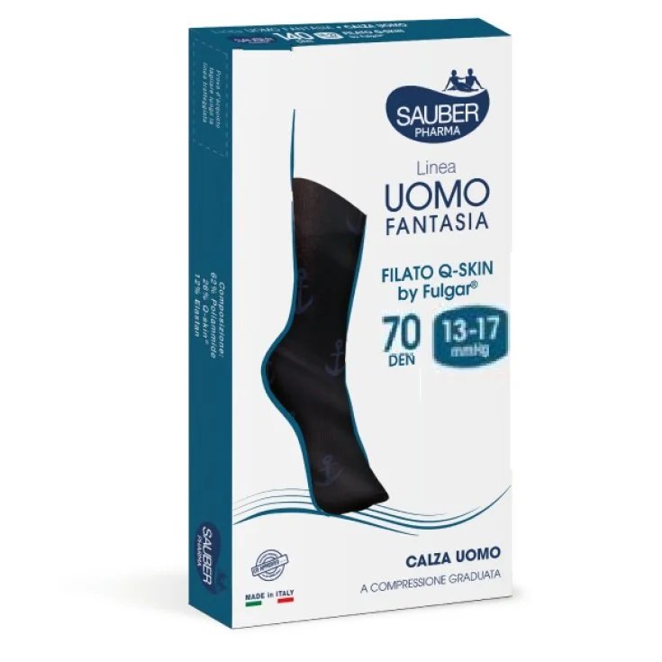 Calza Uomo Fantasia 70 Righe Micro Blu Tg.L-XL Sauber