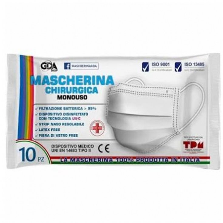 Mascherina Chirurgica TNT GDA 10 Pezzi